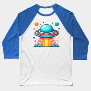 cute colorful flying saucer ufo Baseball T-Shirt